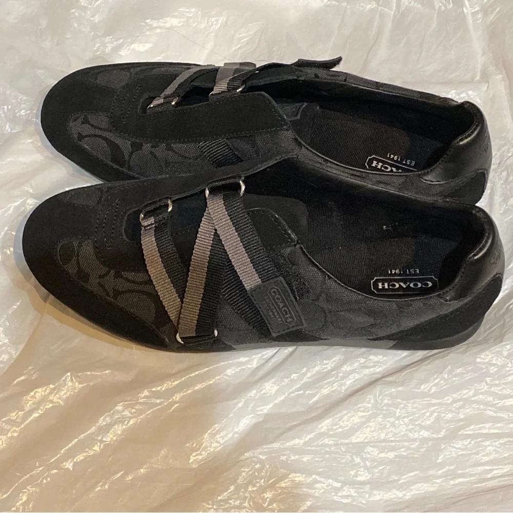 Coach Juli Monogram Signature Canvas/Leather Sneakers (Black/Gray) Size 9M - Picture 3 of 11